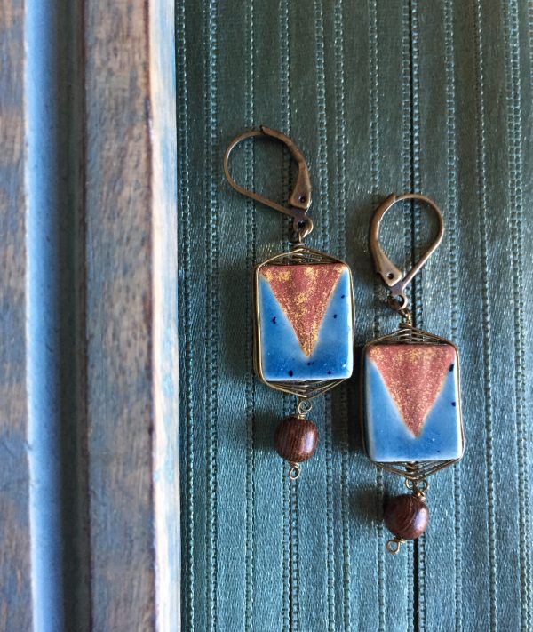 53 Blue Brown Ceramic Earrings Yeonhee S Jewelry